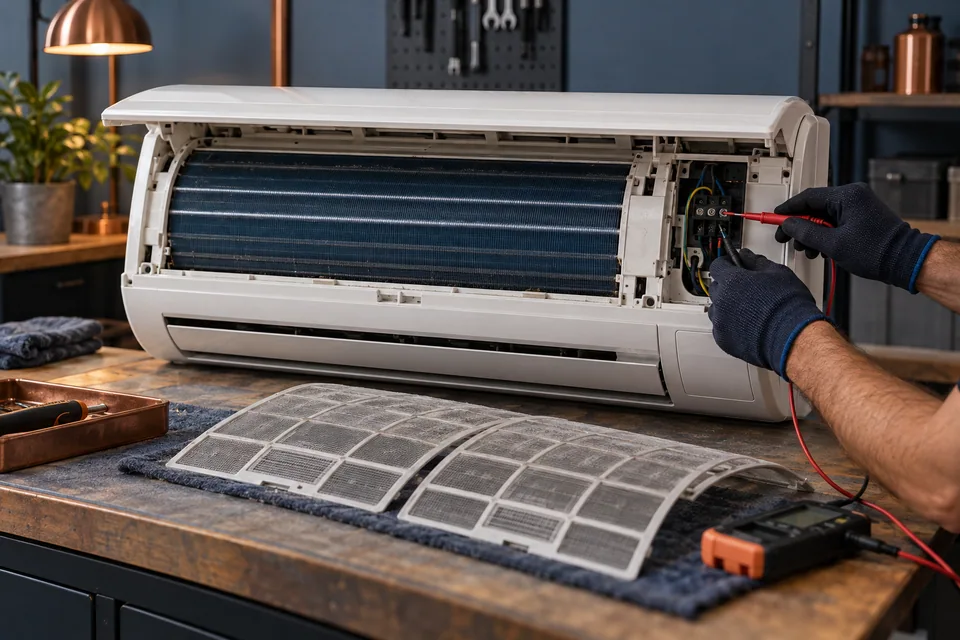 Servis tezgâhında kontrol edilen ikinci el klima